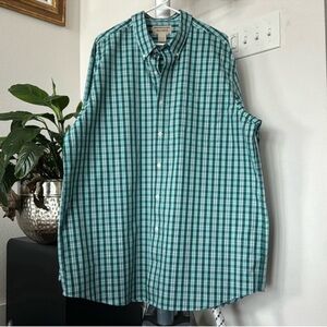 Duluth Men’s Wrinkle Fighter Shirt Sz XL Tall Teal/Green Plaid Button Up